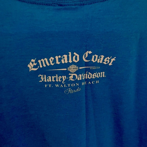 Harley-Davidson Women’s Blue Graphic T-Shirt Emerald Coast - Picture 7 of 7